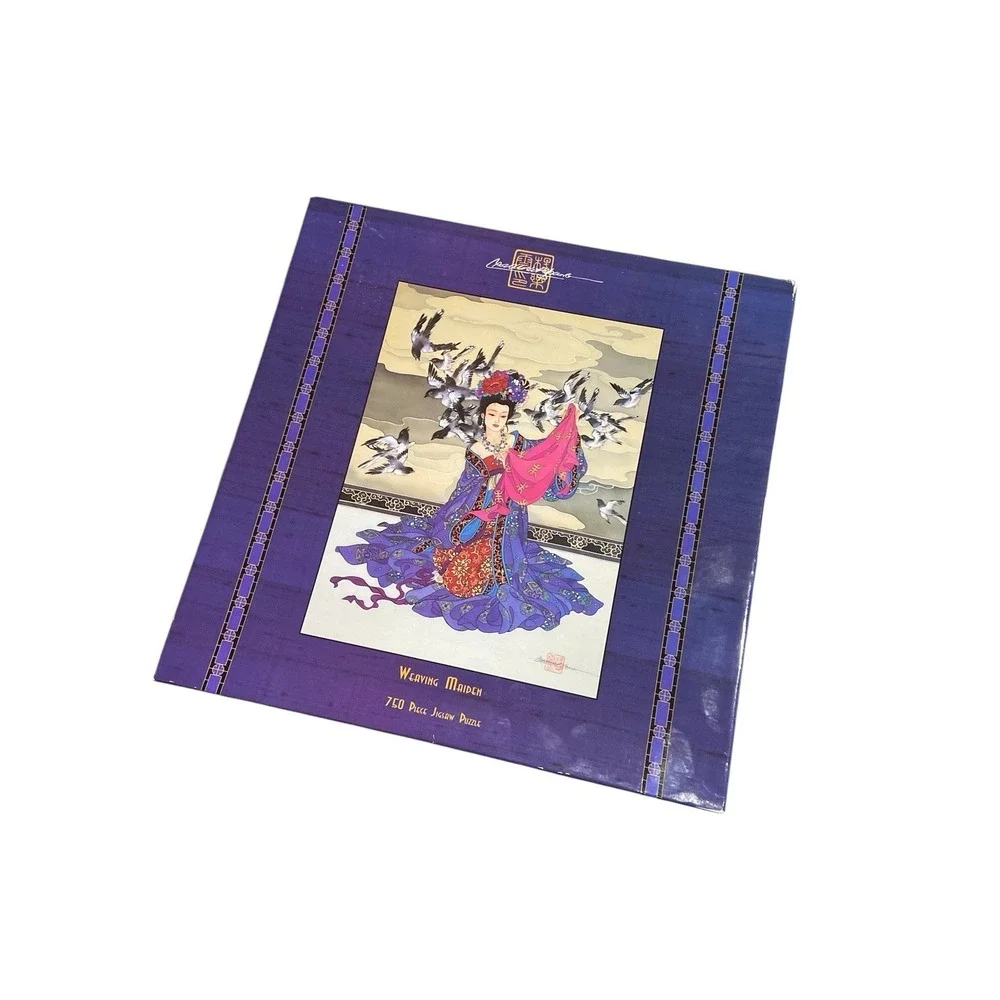 Ceaco Caroline R Young 750 Pc Puzzle Lot Weaving Maiden Red Chamber